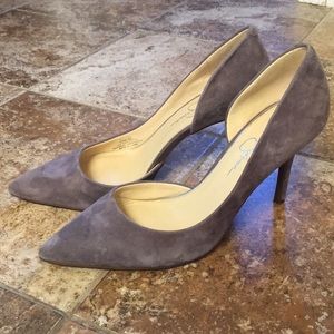 Jessica Simpson gray suede high heels Size 10